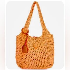 Kurt Geiger London Crochet Small Tote Bag Bright Orange